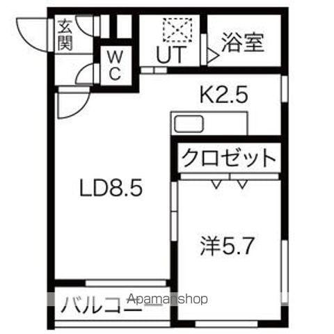 POLARISⅢ(1LDK/1階)の間取り写真