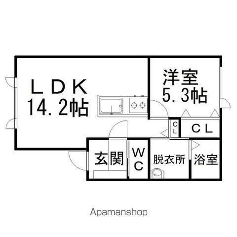 ヴィゴーレ2(1LDK/2階)の間取り写真