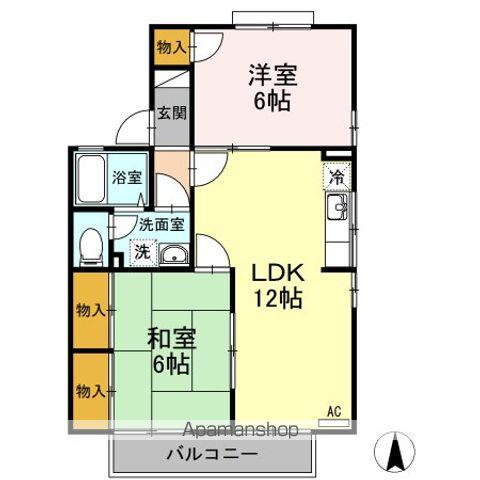 エスポワール34F棟(2LDK/2階)の間取り写真
