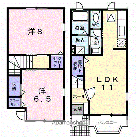 アビターレⅠ(2LDK/1階)の間取り写真