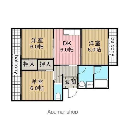 サンモール亀山(3DK/2階)の間取り写真