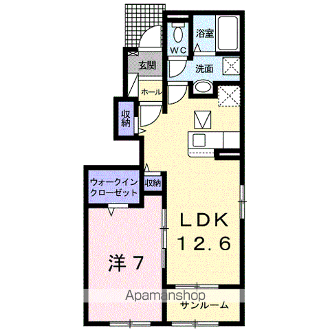 ヴァーサ・メローネⅡ(1LDK/1階)の間取り写真