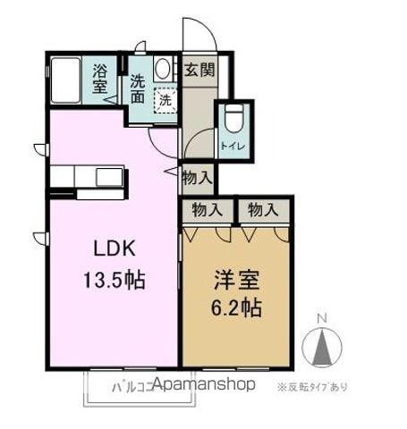 ビューラーはるか(1LDK/1階)の間取り写真