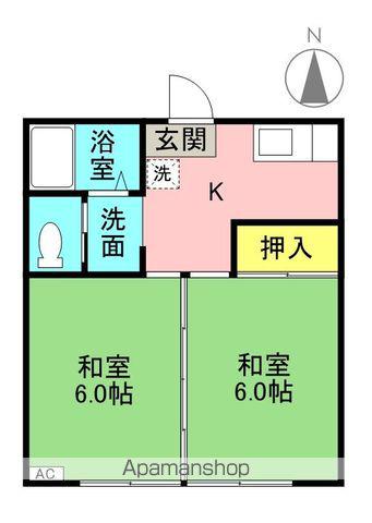 コーポサンフラワー(2K/1階)の間取り写真