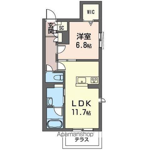 グランツオーブ(1LDK/1階)の間取り写真