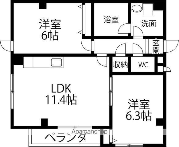 サンセール(2LDK/1階)の間取り写真