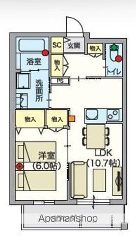 シニア限定マンションアヴァンティ417(1LDK/2階)の間取り写真
