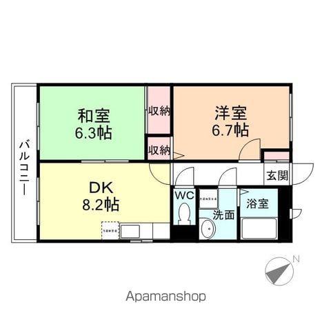 シスコインとなみ(2DK/1階)の間取り写真