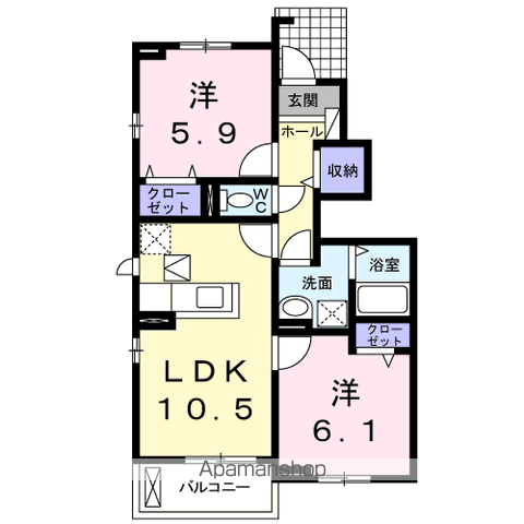 アルコバレーノ(2LDK/1階)の間取り写真