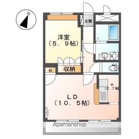 和歌山線 和歌山駅 バス乗車時間：15分 花山停バス停で下車 徒歩5分 2階建 築19年(1LDK/2階)の間取り写真