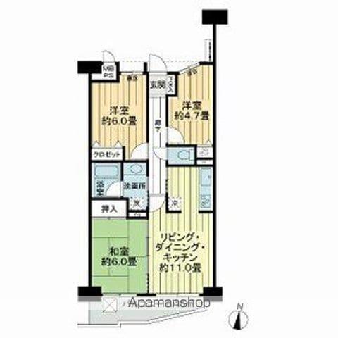 ライオンズガーデン大宮大和田公園(3LDK/4階)の間取り写真