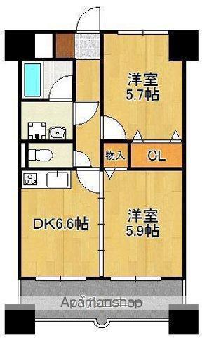 ニューシティアパートメンツ南小倉Ⅱ(2DK/10階)の間取り写真