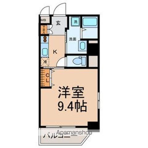 ピースプレイス牛巻(1K/9階)の間取り写真