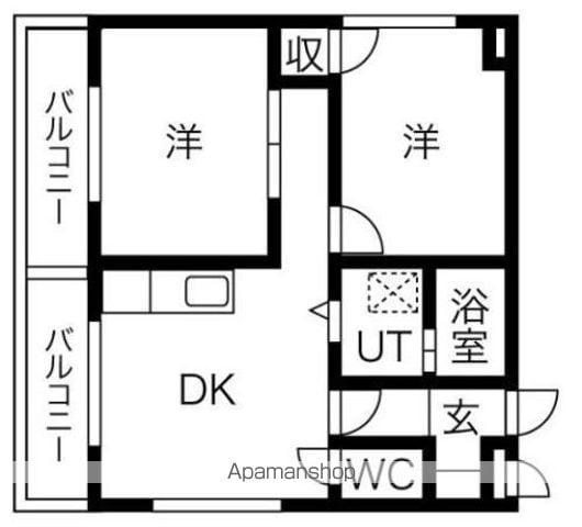 プレズ志賀公園(2DK/1階)の間取り写真