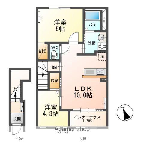 グランパーク高萩(2LDK/2階)の間取り写真