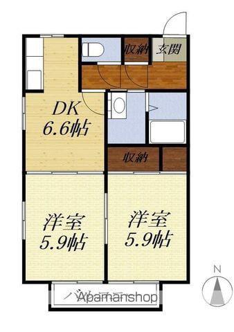 コンフォール葵(2DK/2階)の間取り写真