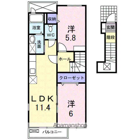 キャトルフォイル(2LDK/2階)の間取り写真