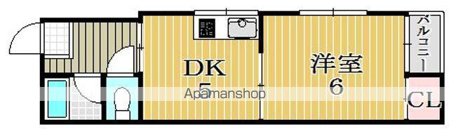 ナチュラル遠里小野(1DK/4階)の間取り写真