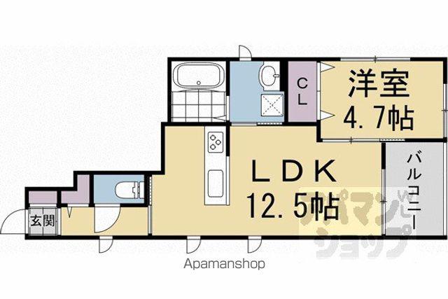 紫竹下芝本町(1LDK/2階)の間取り写真