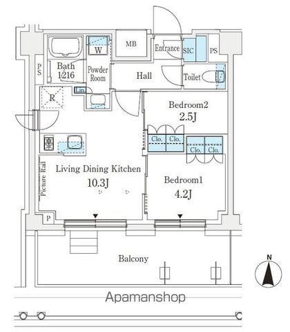 J.GRAN COURT 品川西大井イースト(2LDK/9階)の間取り写真