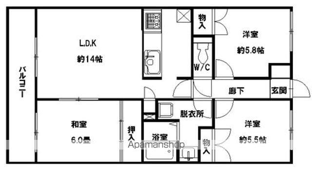 アメニティライフ小笹(3LDK/4階)の間取り写真