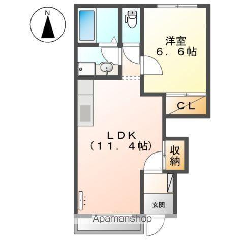 ポアールヴェルジュⅠ(1LDK/1階)の間取り写真