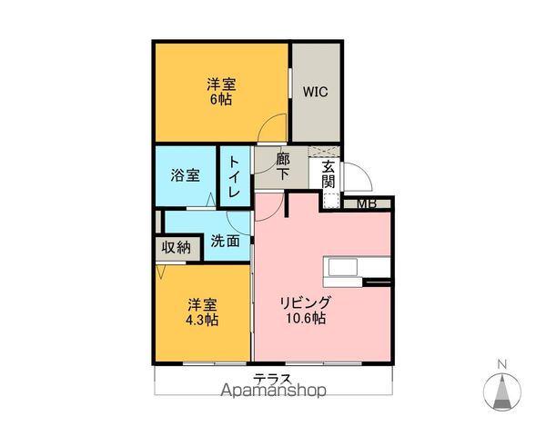 レチエⅣ(2LDK/2階)の間取り写真