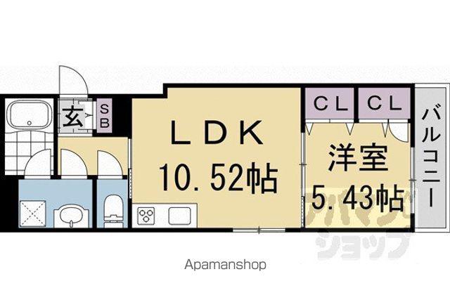 シャーメゾン北野白梅苑(1LDK/3階)の間取り写真