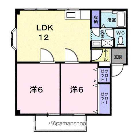 グリーンハイツもりもとB(2LDK/1階)の間取り写真