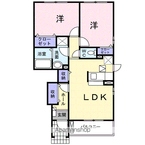 ハマナスⅡ(2LDK/1階)の間取り写真