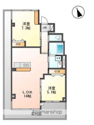 ユニヴァリィ ルミナス(2LDK/1階)の間取り写真