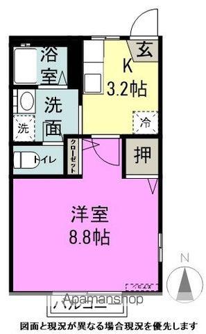 ディアスグレープA(1K/1階)の間取り写真