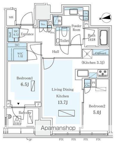 パークコート ザ・三番町ハウス(2LDK/11階)の間取り写真