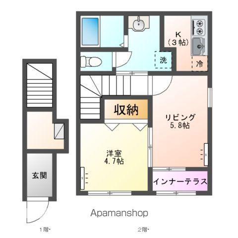 HALELEA・AOBA(1LDK/2階)の間取り写真