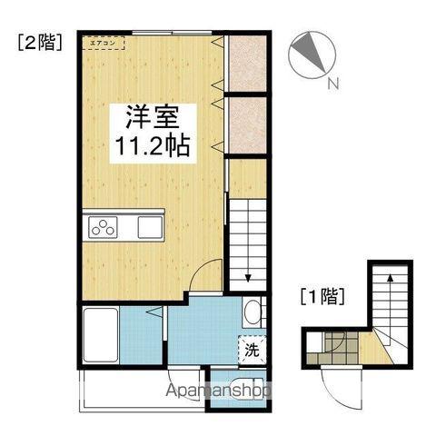 アルト山越(ワンルーム/2階)の間取り写真