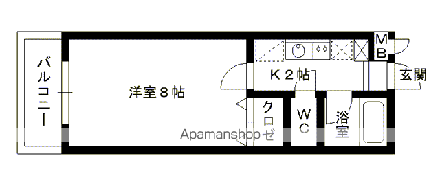 ウェルスロコ九大前(1K/1階)の間取り写真