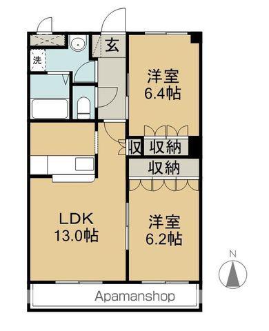 プリオールⅡ(2LDK/2階)の間取り写真