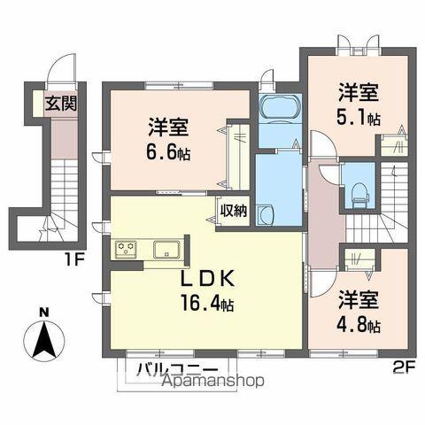 シャーメゾン川内B棟(3LDK/2階)の間取り写真