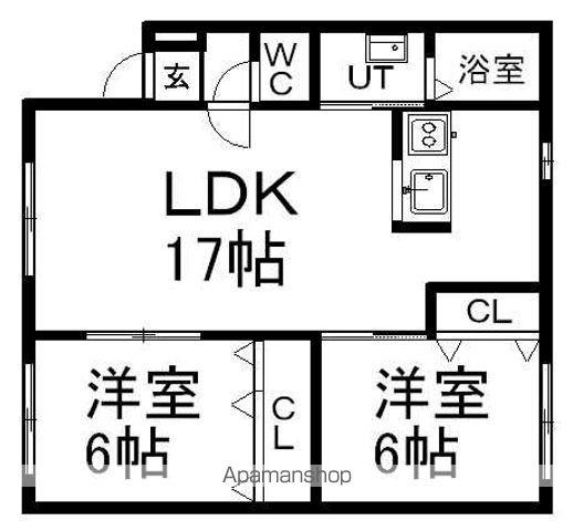バティール本通Ⅱ(2LDK/3階)の間取り写真