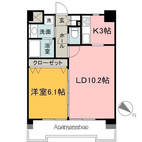 グレイス入間(1LDK/4階)の間取り写真