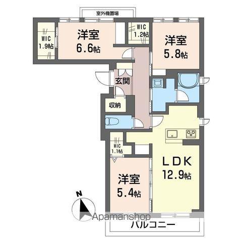 ラ・ファミーユ(3LDK/2階)の間取り写真