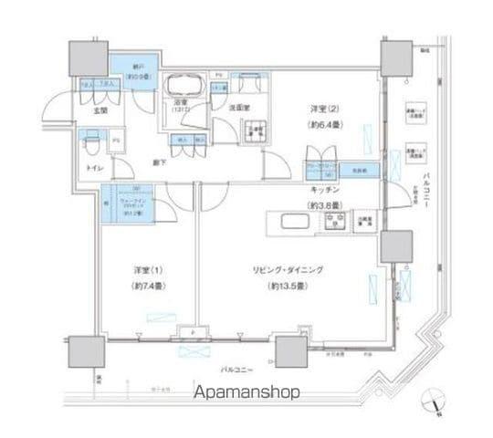 パークシティ柏の葉キャンパス ザ・ゲートタワー ウエスト(2LDK/24階)の間取り写真