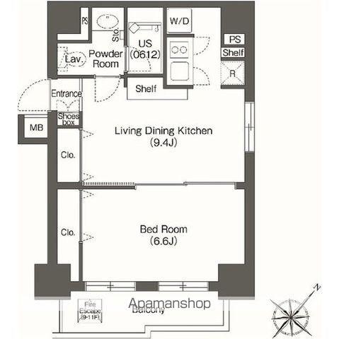 ユーレジデンス高輪台(1LDK/4階)の間取り写真