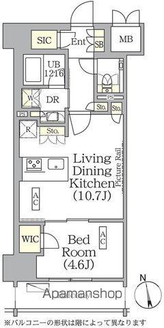 ザ・パークハビオ神楽坂レジデンスサウス(1LDK/4階)の間取り写真
