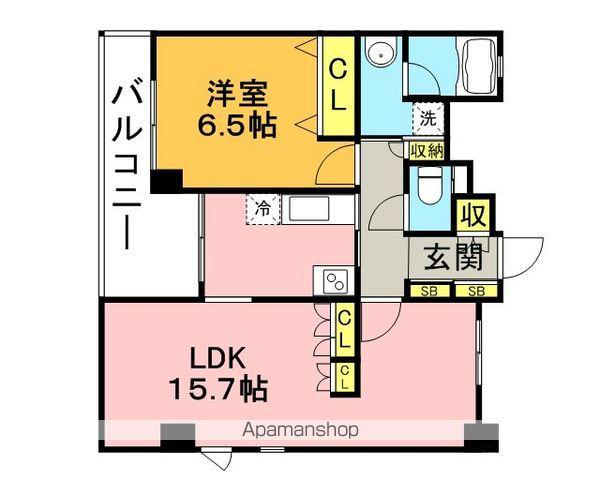 カーサ・スパジオ(1LDK/3階)の間取り写真