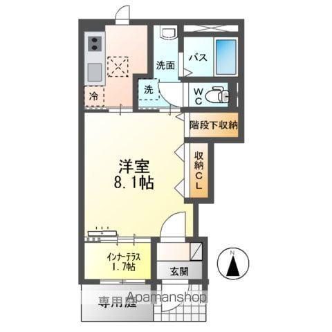 テンテラス(1K/1階)の間取り写真