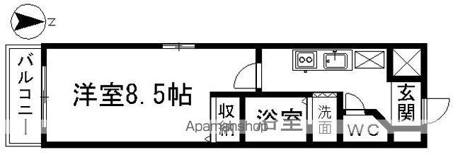 サンパティーク東片端(1K/6階)の間取り写真