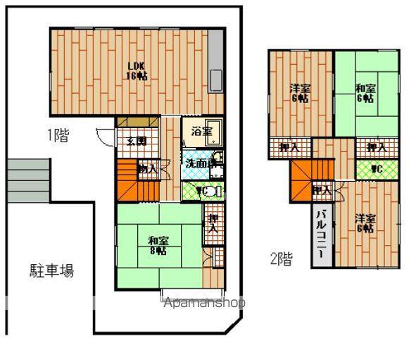 芸備線 志和口駅 徒歩16分 2階建 築36年(4LDK)の間取り写真