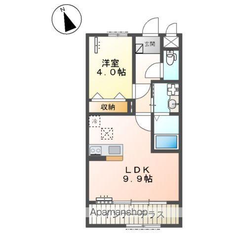 阿見町中郷 (1LDK/1階)の間取り写真