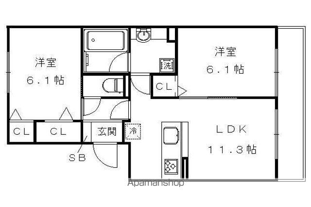 グランソレイユ西院(2LDK/2階)の間取り写真